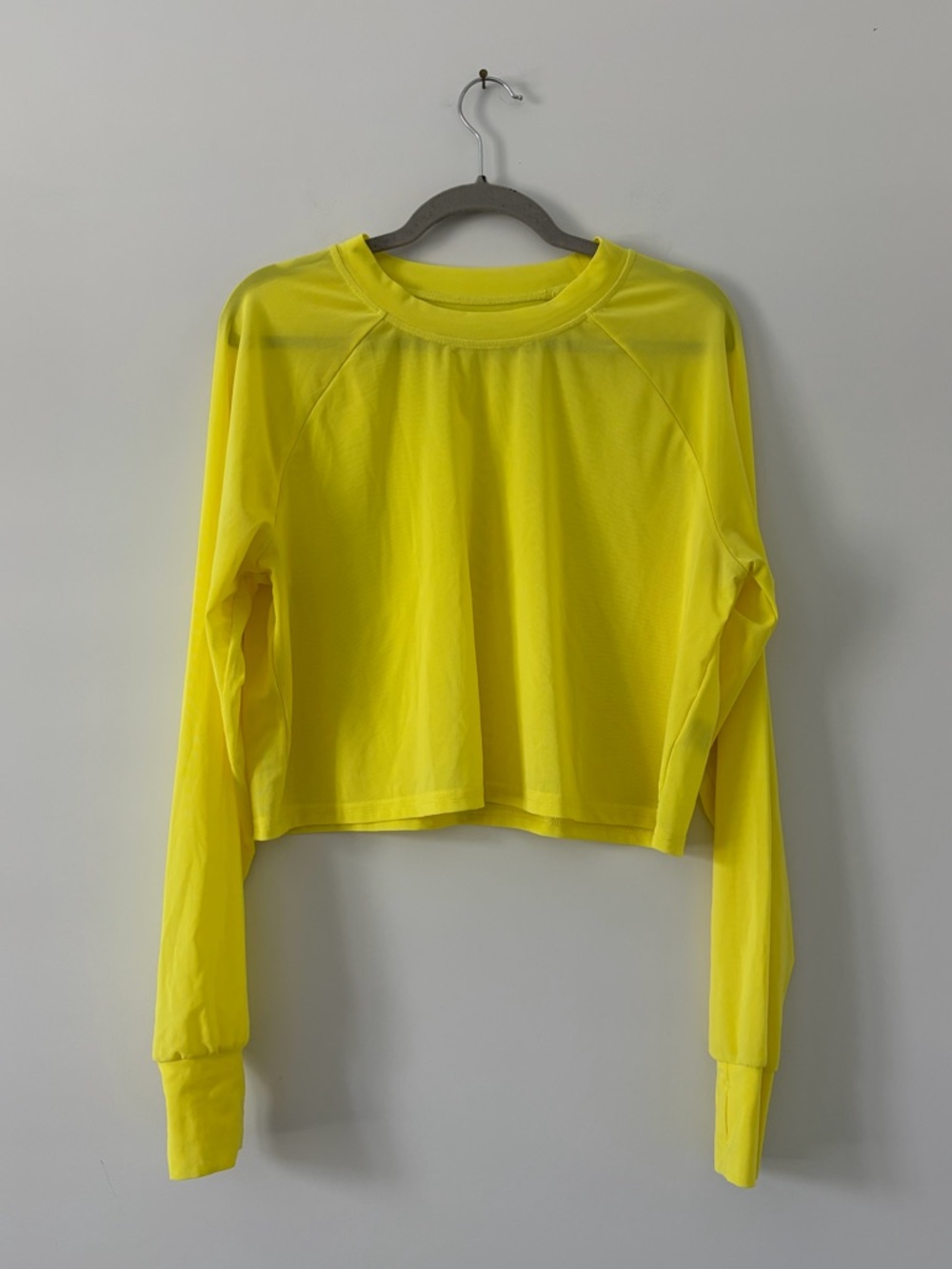 BuffBunny Collection Crystal Clear Long Sleeve Sheer Mesh Crop Top Tiki Yellow